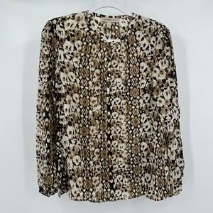Banana Republic Heritage Women Quiet Luxury Silk Top Sz S Old Money Animal Print